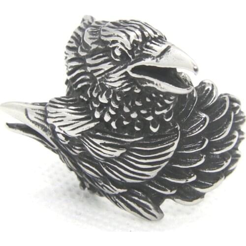 Double Bird Ring For Man 316L Stainless Steel Punk Biker Flying Eagle Ring Jewellery Size 7-13