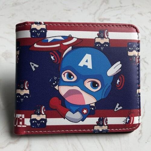 Marvel Men Wallet Q Version Captain America SpiderMan Wallet Men Comic Version Super Heroes Wallet Women with Card Holder Wallet