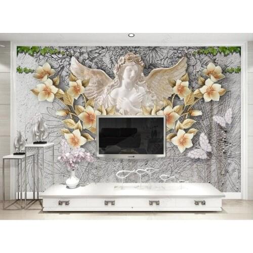 Wallpaper photo 3 d custom mural European angel garland relief home decor in the living room Wallpaper for walls 3d in rolls