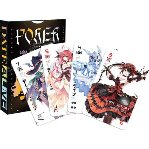 Anime Date A Live Cosplay Poker Desk Playing Cards Tokisaki Kurumi Yatogami Tohka Board Gaming Card Party Toy Gifts With Box