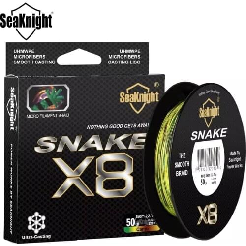NEW! SeaKnight SNAKE8 8Strands 150M 300M Braided PE Line Strong Multifilament Camouflage Snake-head fishing Line Sink line
