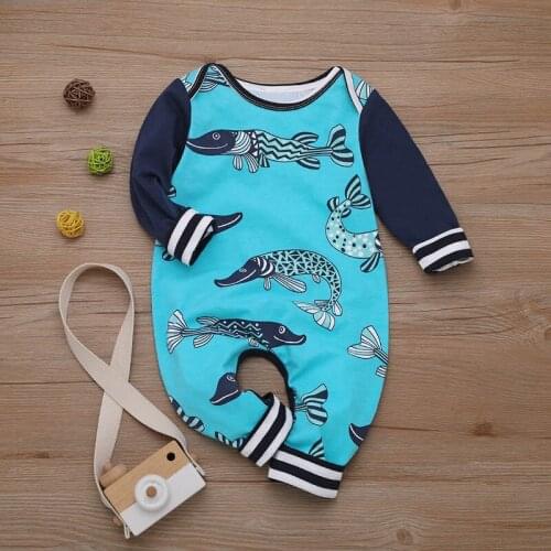 New Spring Cute Newborn Baby Boy Girl Clothes 0-24M Jumpsuits Baby Cartoon Printing Long Sleeve Rompers Kids