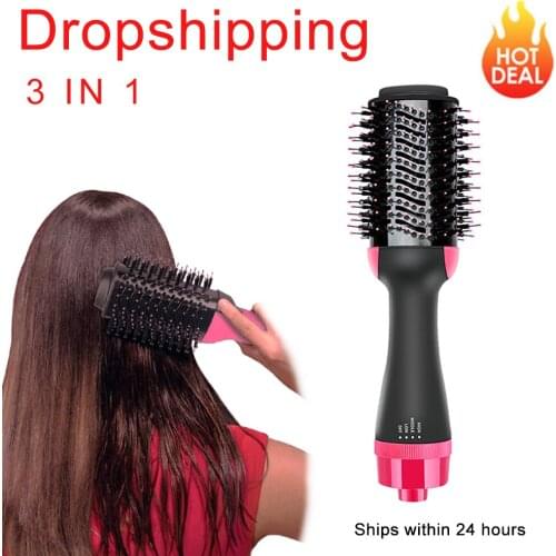 One Step Hair Dryer & Volumizer Hot Air Styling Professional 3 IN 1 Brush Blow Straight&Curls Salon Electric Hairdryer Brush