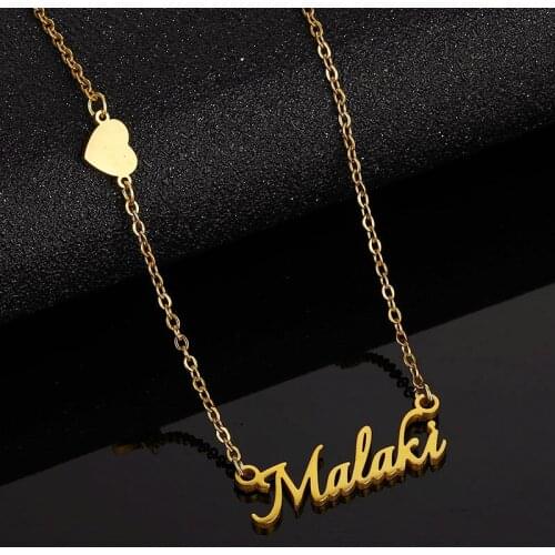 Personalized Name Necklace With Heart Gold Choker Stainless Steel Custom Necklaces For Women Men Christmas Jewelry Gift