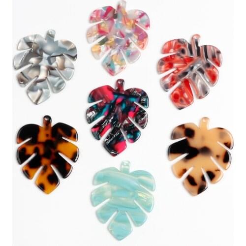 Tortoise Shell Earring Charms,Acetate Acrylic Beads,BIG Monstera Leaf Shaped ,Boho Jewelry,Earring Parts,Ohrringe finding-ACE216