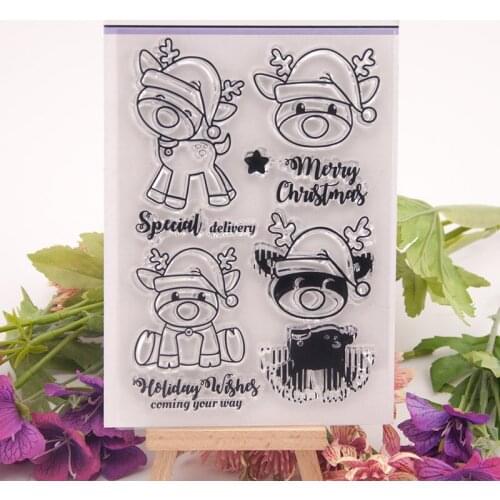 Clear Stamp Rubber Transparent Silicone Seal for DIY Scrapbooking Photo Album Decorative Stamp Crafts T1359 Christmas Deer