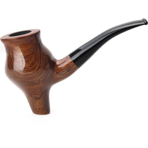 RU- Free 10smoking Pipe Tools Handmade kevazingo wood Tobacco Pipe with 3mm filter Bent Pipe and Cleaners Pipe Rack ad0037