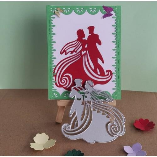 Happy wedding men and women decorated metal cutting mold template DIY scrapbook / photo album decorative embossed DIY paper card