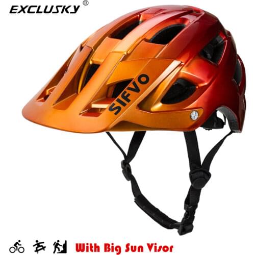 Exclusky Adults Mountain Bike Helmet Bicycle Downhill Off Road Cap With Sun Visor Insect Net Helmets Equipped