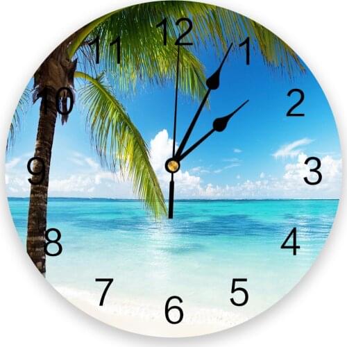 Beach Modern Wall Clock For Home Office Wall Decoration Living Room Bathroom Decor Needle Hanging Watch