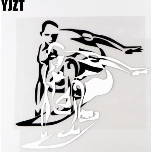 YJZT 16.2×14.0CM Cool surf art car stickers creative vinyl decals black/silver 20A-0062