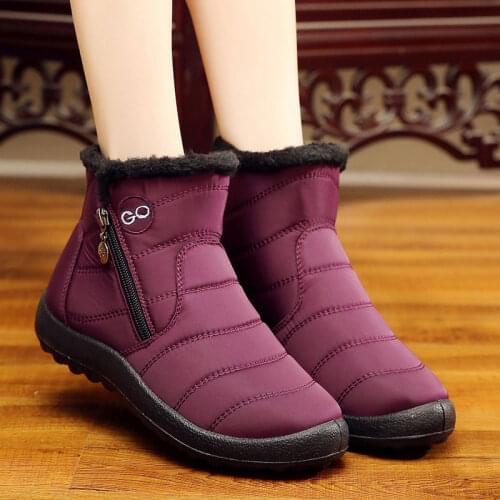Women boots 2021 warm Plush Ladies shoes woman winter boots women waterproof ankle boots women shoes side zipper plus size