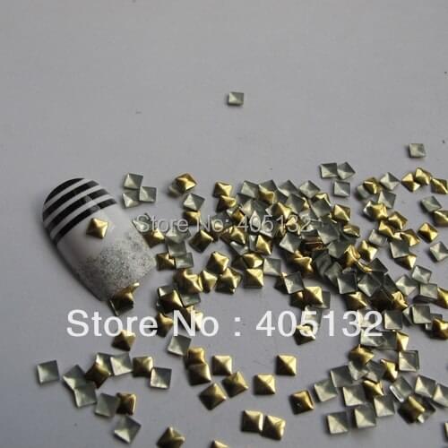 1 Bag OD-29-Gold Free Shipping 3D 3x3MM Gold Square Metal Stud Shiny Nail Decoration Lovely Outlooking