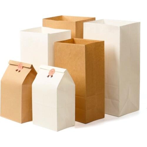 10/20pcs Brown Kraft Paper bag Gift Bags packing Biscuits Food bread Cookie Nuts Snack Baking Package Takeout Eco-friendly Bag66
