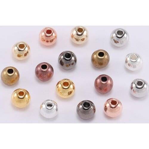 100pcs/lot With Hole 3 4 5 6 8 mm Metal Plated CCB Acrylic Round Seed Loose Spacer Beads For DIY Jewelry Making Finding Supplies