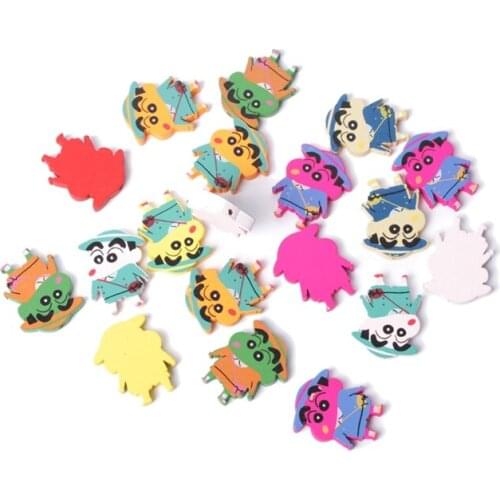 100PCS Mixed Colours Cute Wooden Cartoon Boy Beads #24916