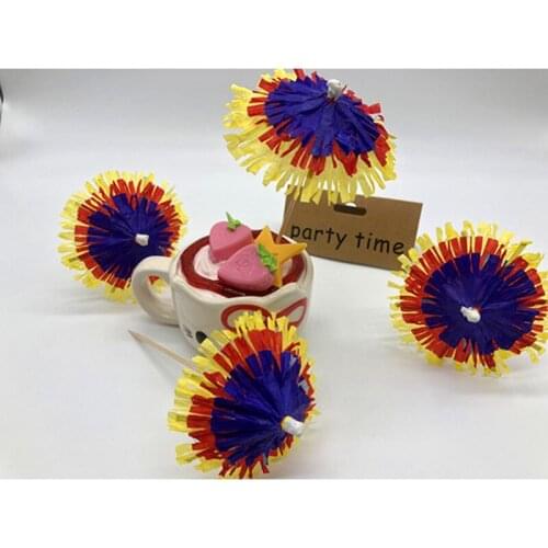 20x Tricolor Chinese Style Paper Umbrella Cake Fruit Drink Decoration Topper Toothpick Birthday Pool Bachelor Party Cocktail 7D