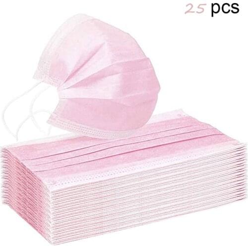 25pcs Disposable Facemask Pink Anti-dust Multi Layer Disposable Facemasks Non Woven Disposable Facemask Halloween Mask Cosplay