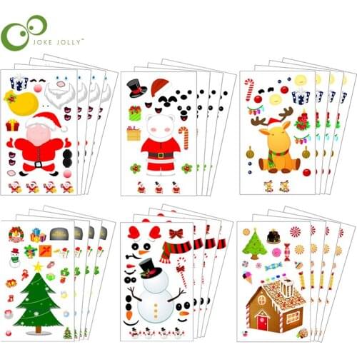 5 Sheets Face Changing Make a Face Christmas Face Mask Combination Stickers 11*18cm Party Decoration Merry Christmas WYW