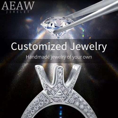 AEAW Customize Moissanite Earring Solid Gold RING and earrings Fine Jewelry Engagement Rings for Women 10K 14K 18K