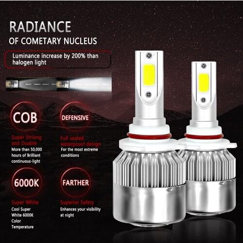2pc car lights H4 H7 9005 H3 C6 Car Headlight Cob Led bulbs 880 H11 HB3 9005 9006 H13 6000K 55W 12V 24V 8000LM Auto Head lamp