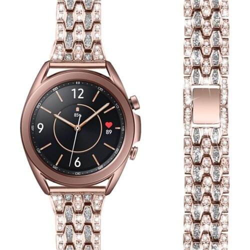 22 20mm Bling Stainless Steel Bracelet For Samsung Galaxy Watch 3 45mm 41mm Active 2 44mm 40mm Strap For Huawei Watch gt 2 Band