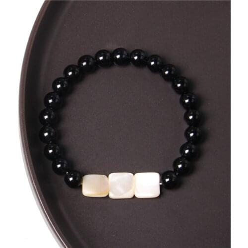 Women Lady natural white shell charm beads Elastic bracelet Birthday Party Jewelry gifts wholesale Beaded Bracelet Bangles bulk