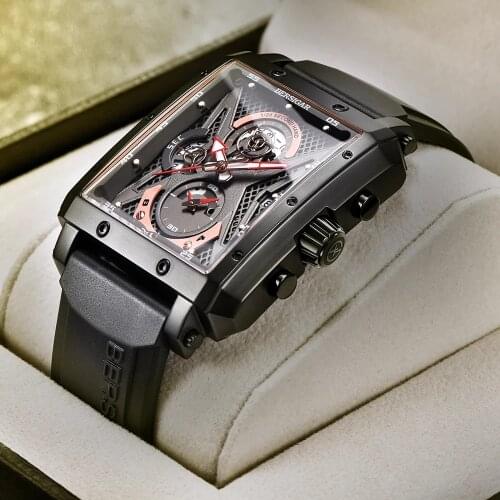 BERSIGAR Brand Casual Fashion Watches for Mens Watch Barrel Type Quartz 2021 Rectangular Luxury Sports Waterproof Chronograph