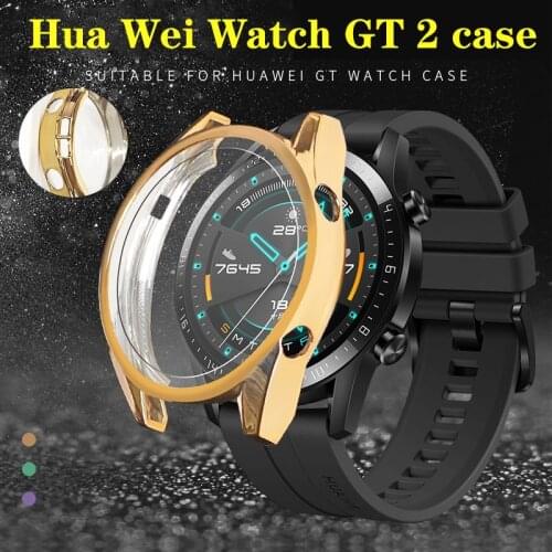 Case for huwei watch gt 2 46mm Huawei Watch GT gold plated frame Full screen protector case+film cover accessories hauwei gt2 46