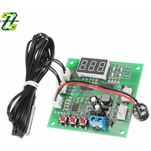 DC 12V 2 Channel 4 Wire Fan PWM Temperature Controller Temperature Speed LED Digital Thermostat Heat Sink Thermostat