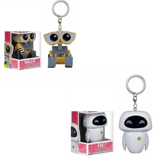 FUNKO Disney Pixar Movie Anime Keychain Figure Toys EVE & WALL-E Vinyl Figure Action Pocket Keychain Collection Doll Model Toys