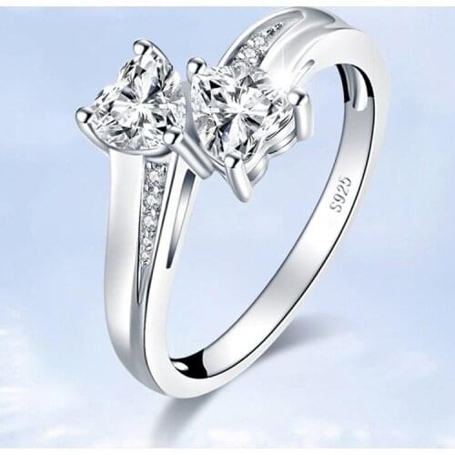 Luxury 100% 925 Sterling Silver Created 0.5 Carat Heart Anniversary Rings For Women Pass Diamond Test Jewelry Fine Jewelry Gift