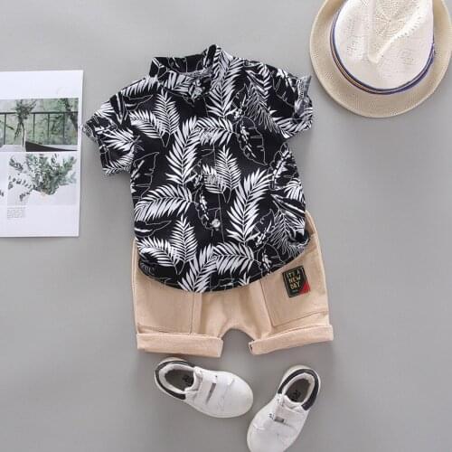 TELOTUNY clothing sets Toddler Kids Baby Boy Short Sleeve Cartoon Leaf print Shirt Tops+Shorts Set Clothes Summer Baby Set