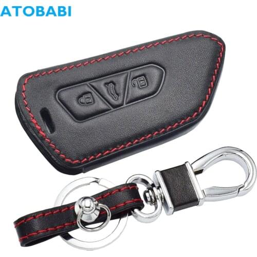 Leather Car Key Cover For VW Volkswagen Golf 8 Mk8 2020 New Skoda Octvia 3 Buttons Smart Keychain Holder Remote Protector Cases