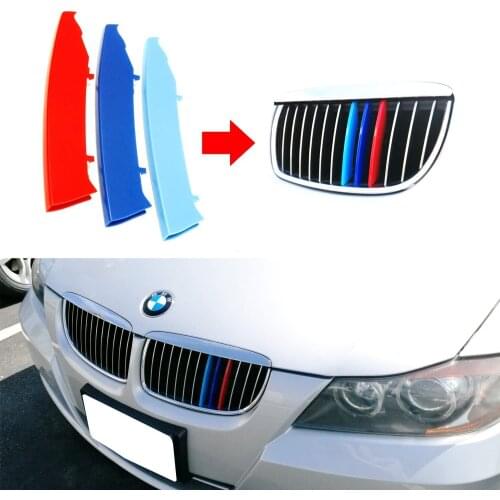 Colors red Blue Light Blue Grille Insert Trims Decorate for 2003-2008 E90 E91 Pre-LCI 3 Series w/12-Beam Grill