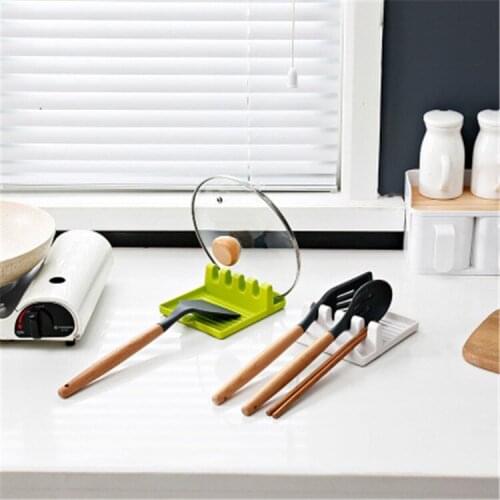 Kitchen Spoon Holders Fork Spatula Rack Shelf Organizer Plastic Spoon Rest Chopsticks Holder Non-slip Spoons Pad Kitchen Utensil