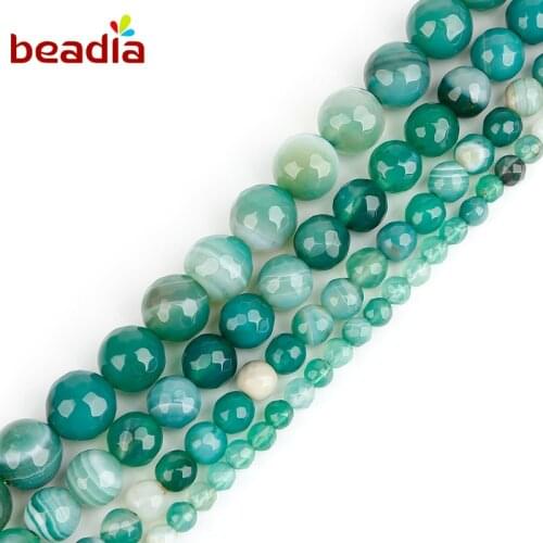 Hot Sell Dia 4/6/8/10mm Green Banded Stripe Natural Dyed Faceted Crystal Clear For DIY Necklace Bracelet