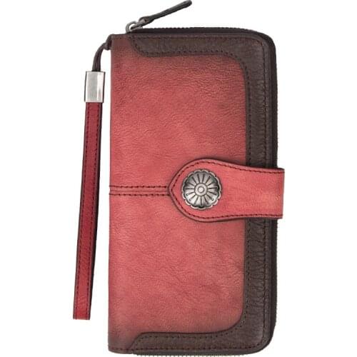 Luufan Long Purse Clutch Money Bag 100% Genuine Leather Wallet For Women Money Handy Bag ID Card Holder Clutch Wrist Bags