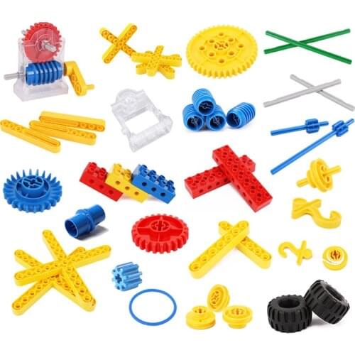 Mechanical gear large particle building blocks Loose pieces 9656 teaching AIDS DIY toys bricks hole brick yellow beam parts