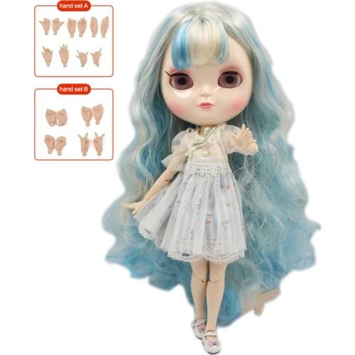 Cute ICY 1/6 joint body doll 30cm high,Blue mixed gold long hair ,including hand set AB Gift for girls. No.BL6227/6025