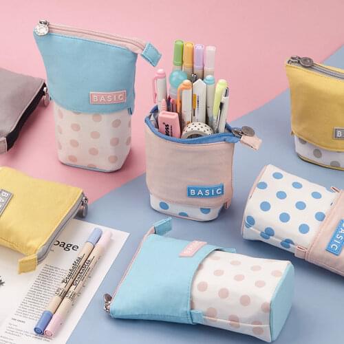 Cute polka dot pencil case fabric quality school supplies stationery gift school cute pencil case pencil case pencil case