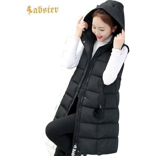 Fashion Women Vests Waistcoat 2019 Autumn Winter Wear Women Down Cotton Padded Vest Female Hooded Coats kz381