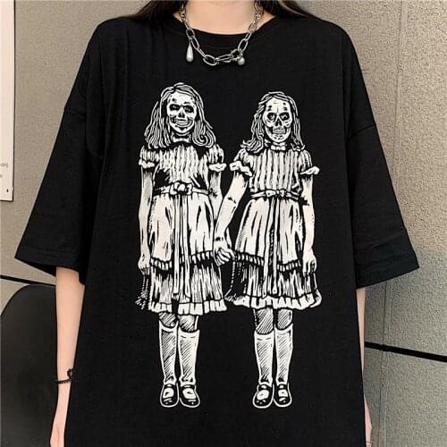 Horror Movie Skull Graphic Men Women T Shirt Goth Gothic Tshirt Grunge Tee Tops Alt Emo Clothing Oversized Clothes Black