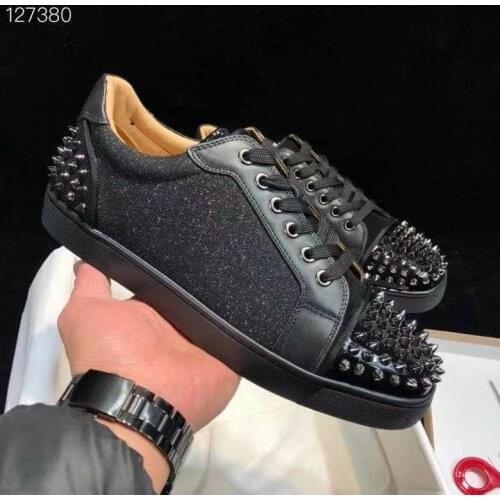Luxury Designer Mens Sneakers Shiny Belt Drill Mens Canvas Shoes Large Size Lace Rivet Mens Running Shoes Moccasin Homme