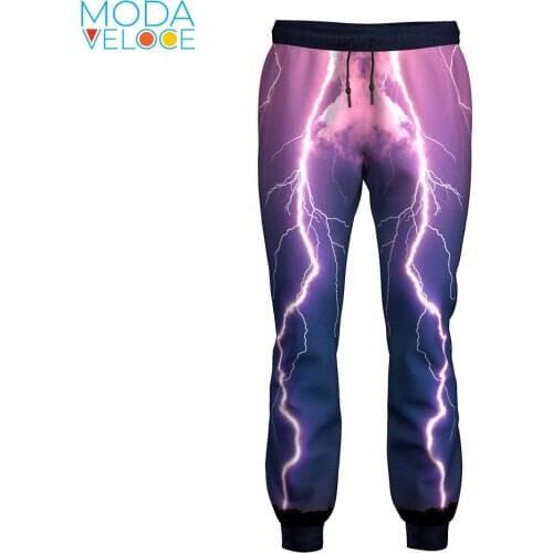 3d print Men Sweatpants tech Bolt Lightning Storm Power Superhero Energy Casual Trousers Violet Sky Colors unisex jogger pants