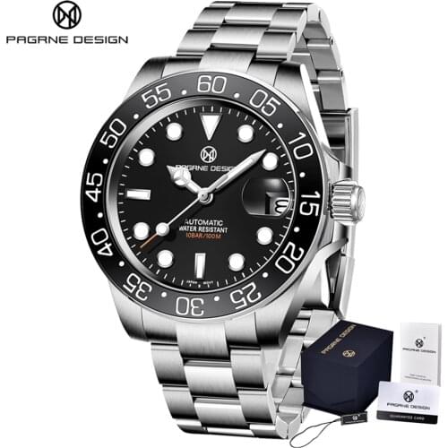 Pagrne Design 2021 New Mens Mechanical Watch Stainless Steel Automatic Waterproof Men Watch Japan NH35 Automatic Date Men Clock