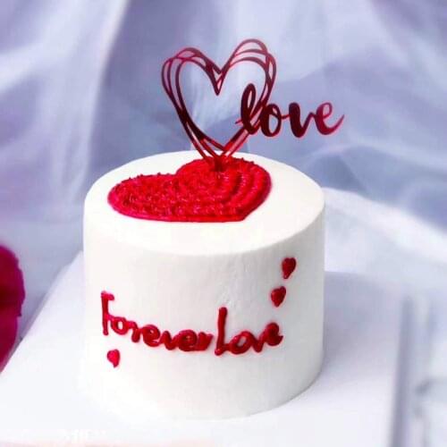New Heart Love Acrylic Valentines Day Cake Topper Red Wedding Cake Topper for Valentines Day Wedding Party Cake Decorations