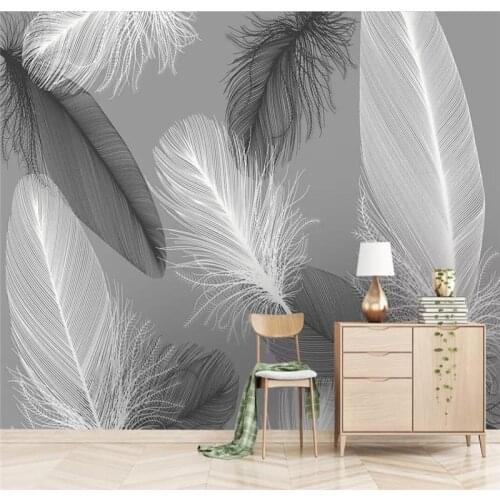 Original modern Nordic feather wall professional production mural wholesale wallpaper mural poster photo wall
