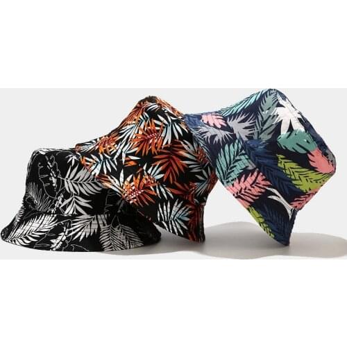 New Palm Leaf Pattern Men Bucket Hat Summer Sun Protection Hat Trend Hip-Hop Fisherman Hat Outdoor Hiking Hat Unisex Panama Cap