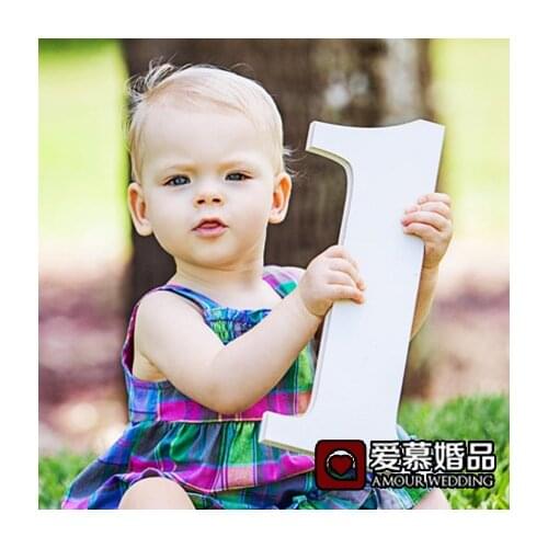 40CM High Big Number 1 Plate Baby Photo Props Childrens Birthday Digital One Pictures Decoration White Color